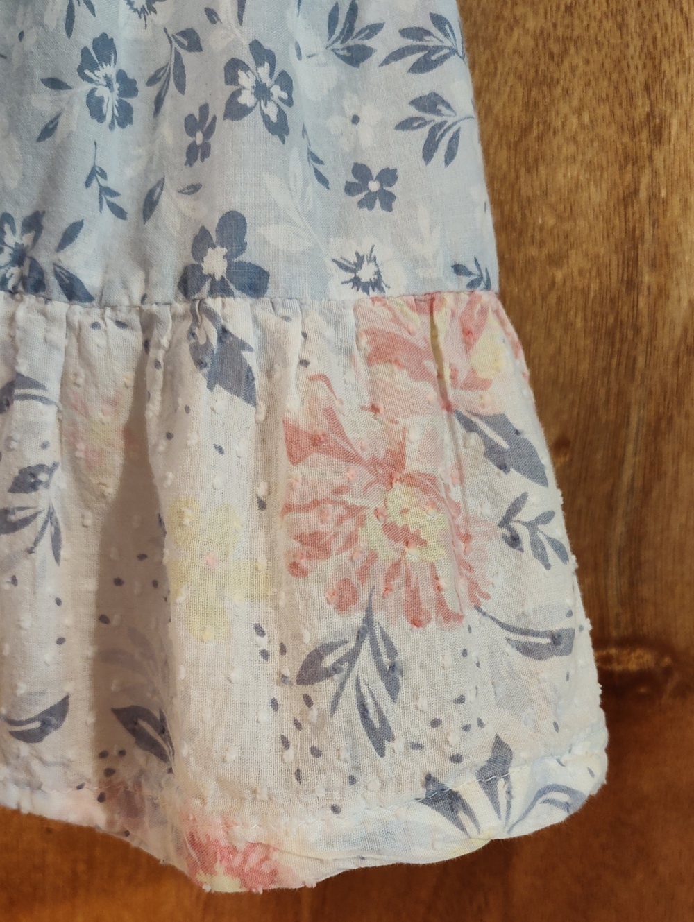 Haute Hippie Kids Style Girls Tiered Dress Mixed Floral Blue Pink Swiss Dot 4T - Picture 6 of 12